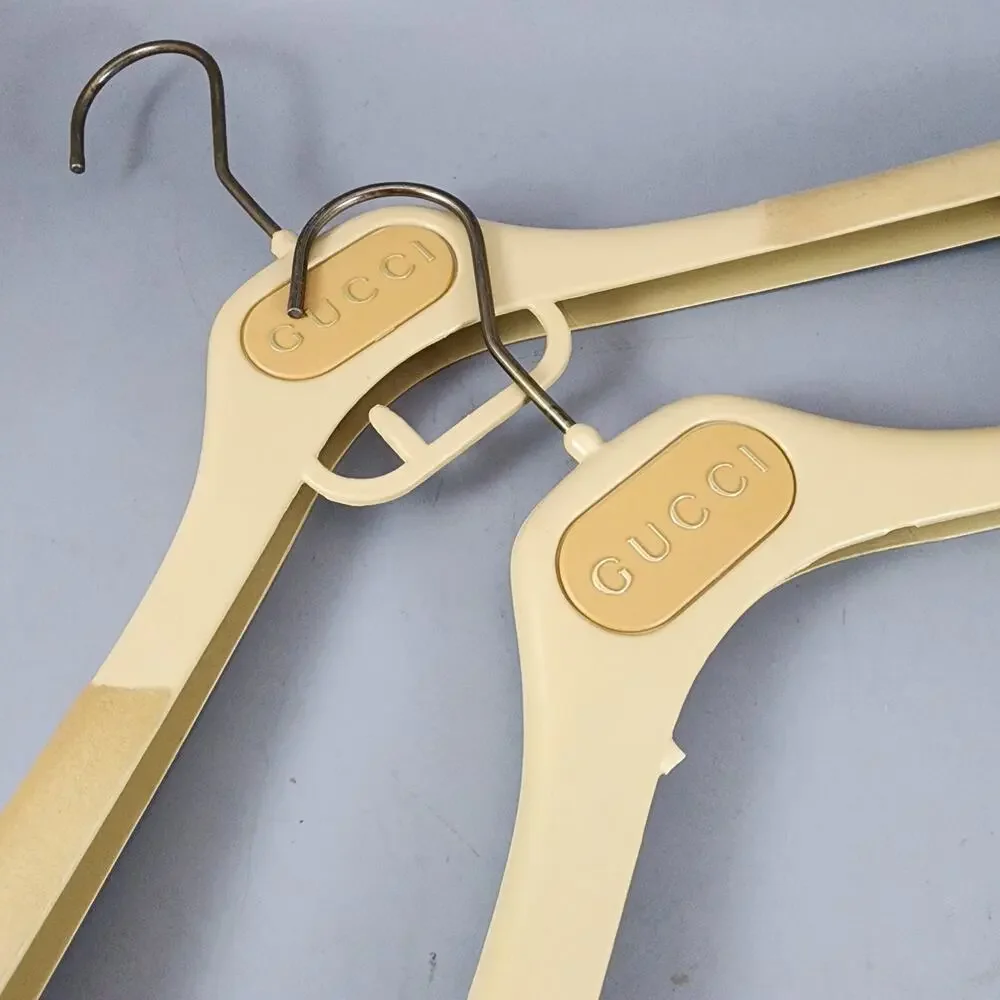 Gucci Clothes Garment Hanger Lot of 2 Plastic Metal Velvet Gold 14